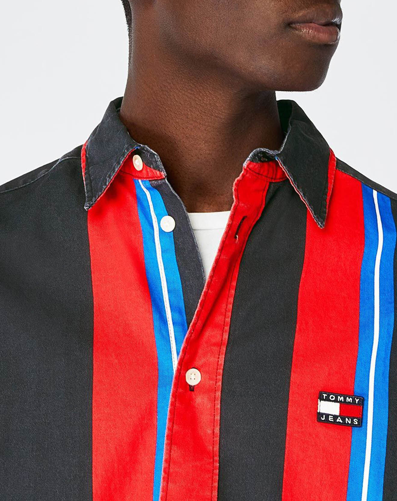 Tommy Jeans Chemise Bold rayée noir/rouge/bleu