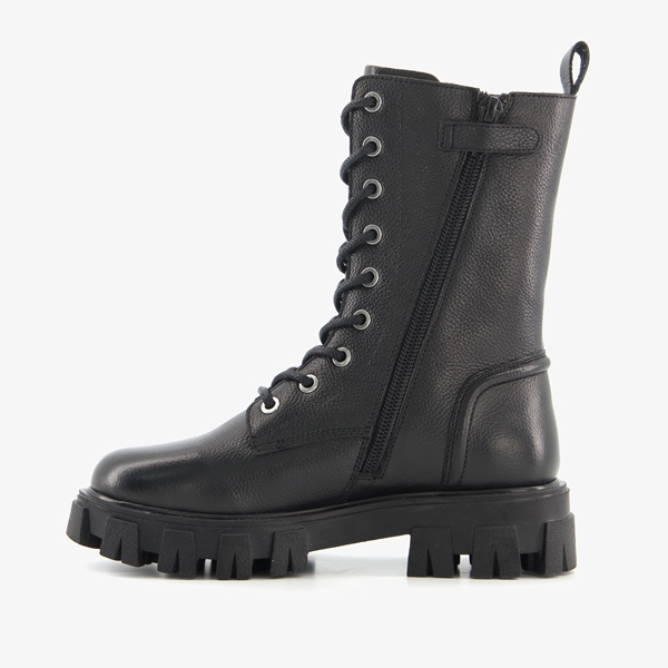 Groot leren meisjes veterboots met chunky zool