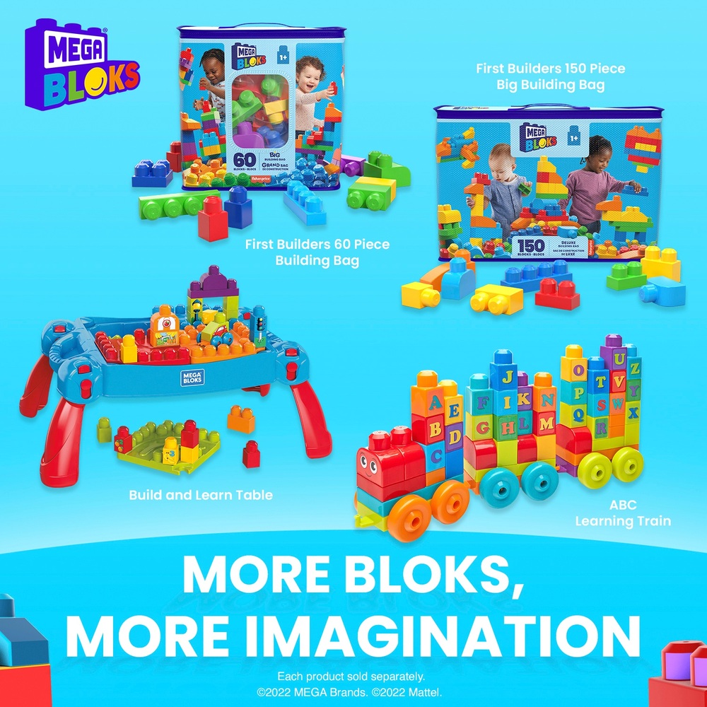 Mega Bloks 60-teiliges ABC-Lernzug-Bauspielzeug
