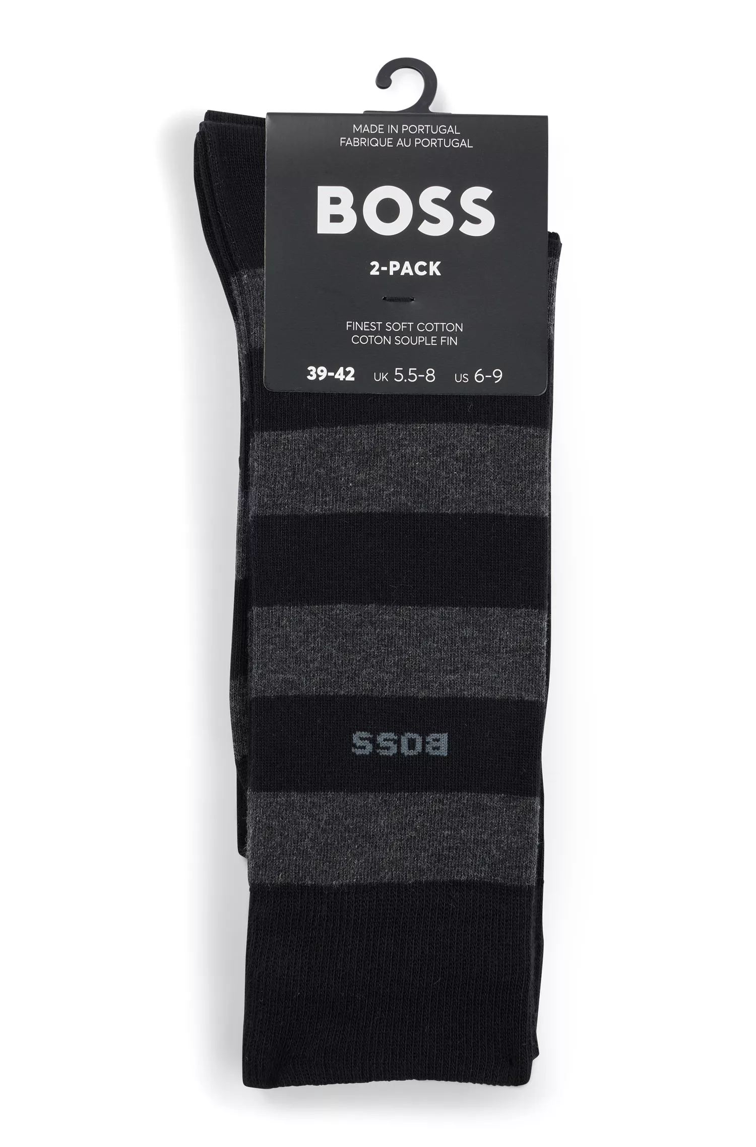 BOSS Black - Pacote com dois pares de meias de comprimento normal em mistura de algodão.