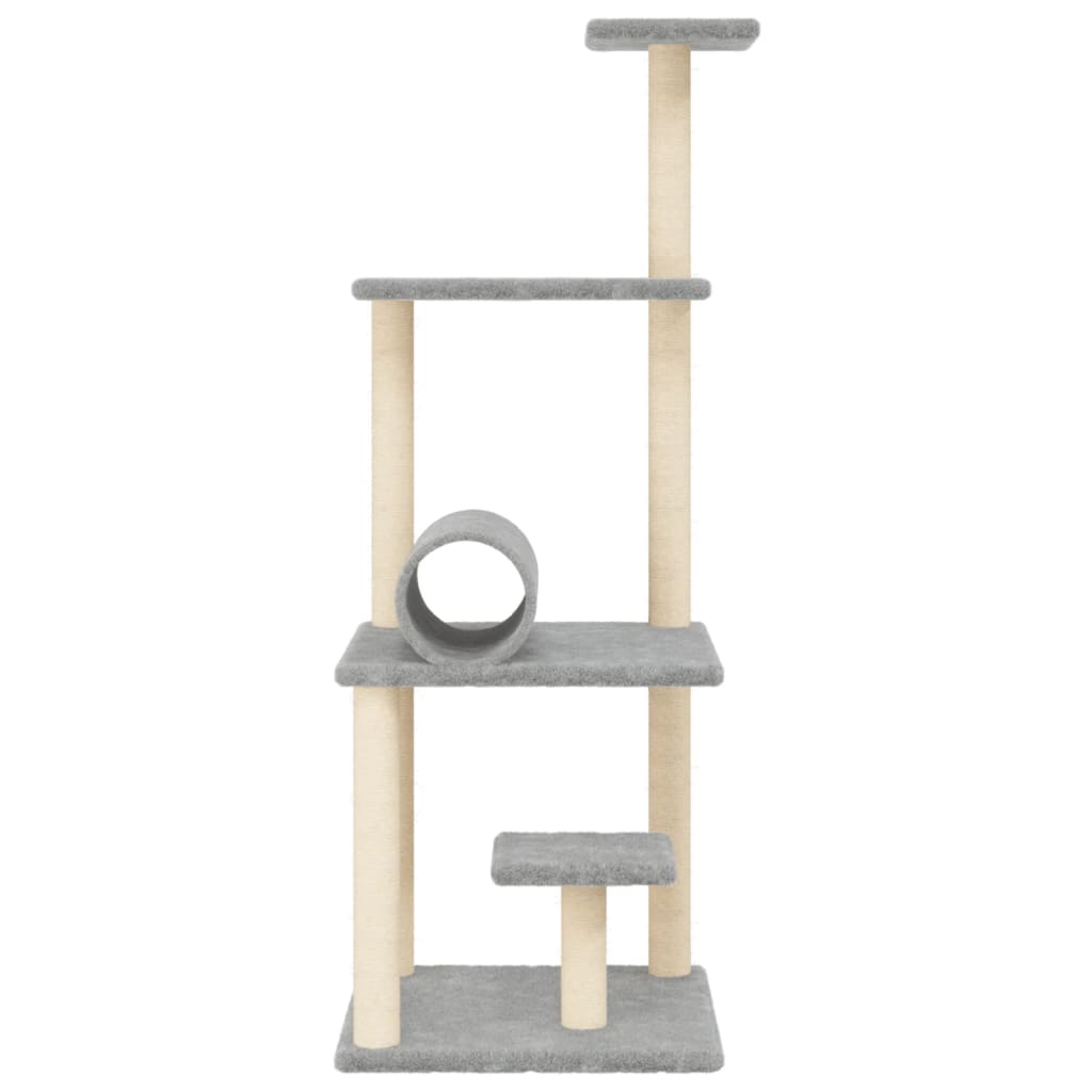 Arranhador para gatos vidaXL com hastes de sisal cinza claro, 136 cm