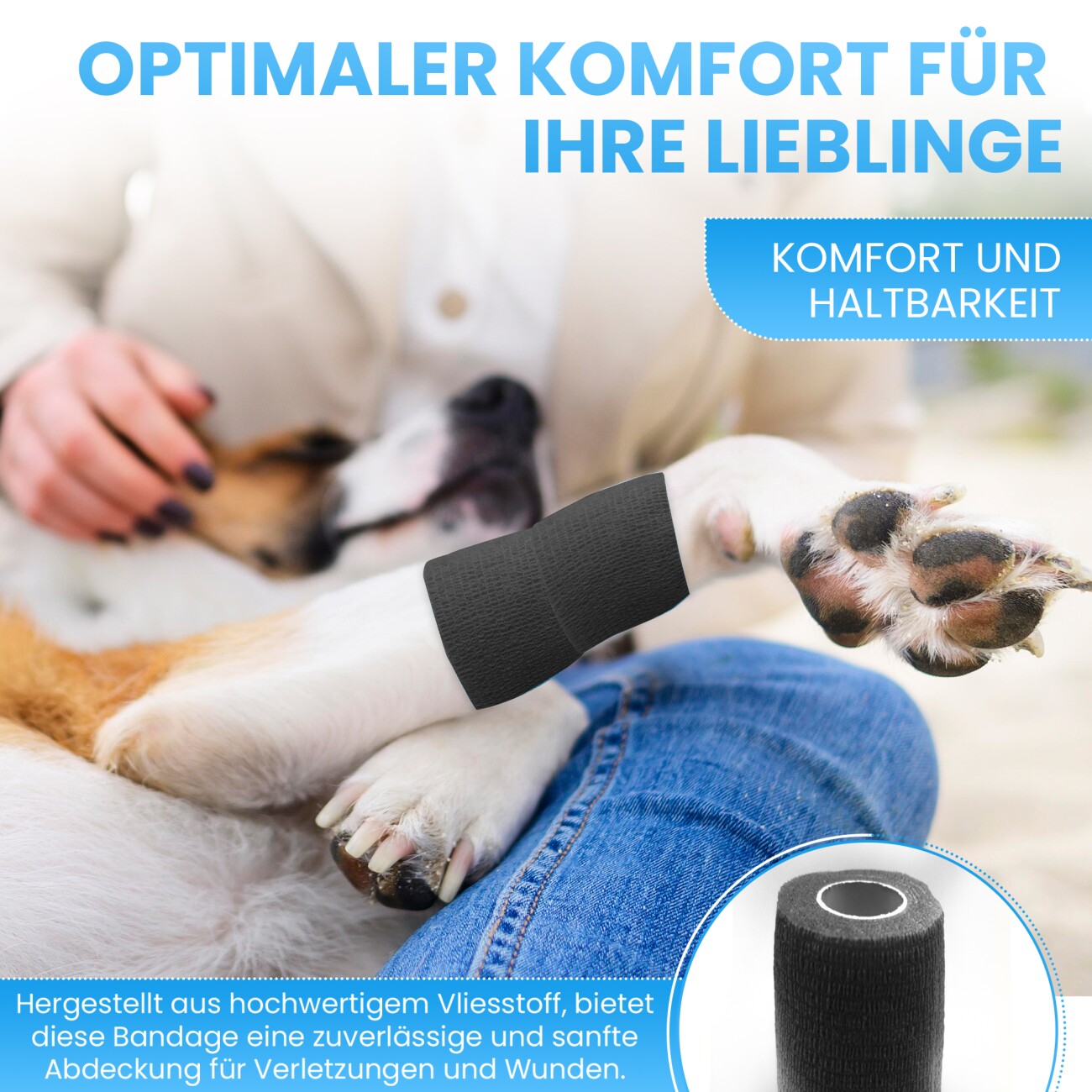 Petsation Bandagen schwarz 10cm 12St 10cm x 4,5m
