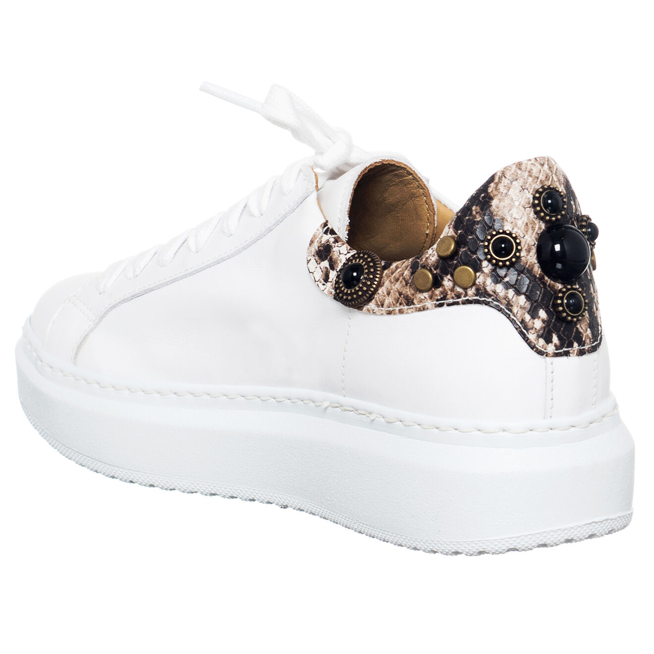 Loretta Pettinari Sneakers en Cuir Alex MQ blanc/python