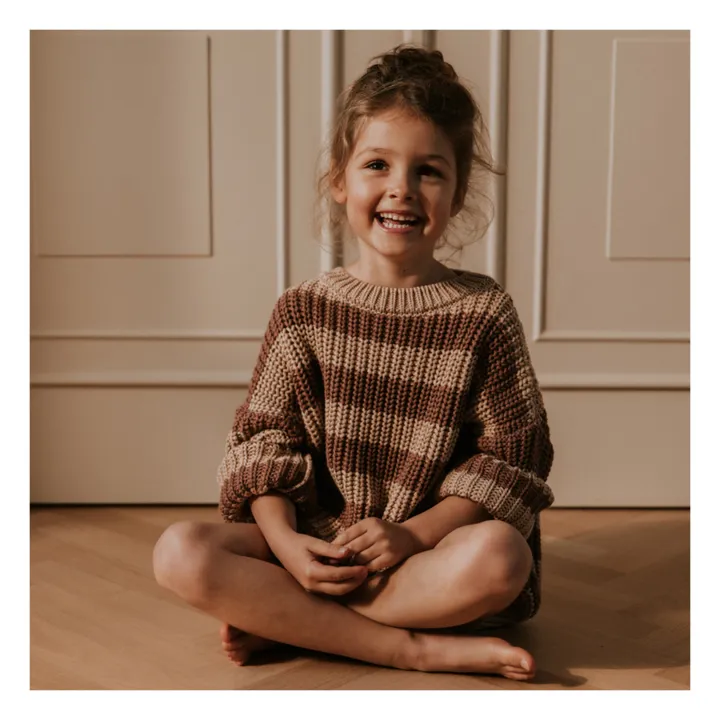 Yuki Pull Chunky Coton Bio Rayé | Marron