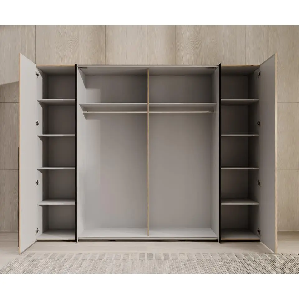 Meubella - Kledingkast Nassau - Eiken - Grijs - 270 cm
