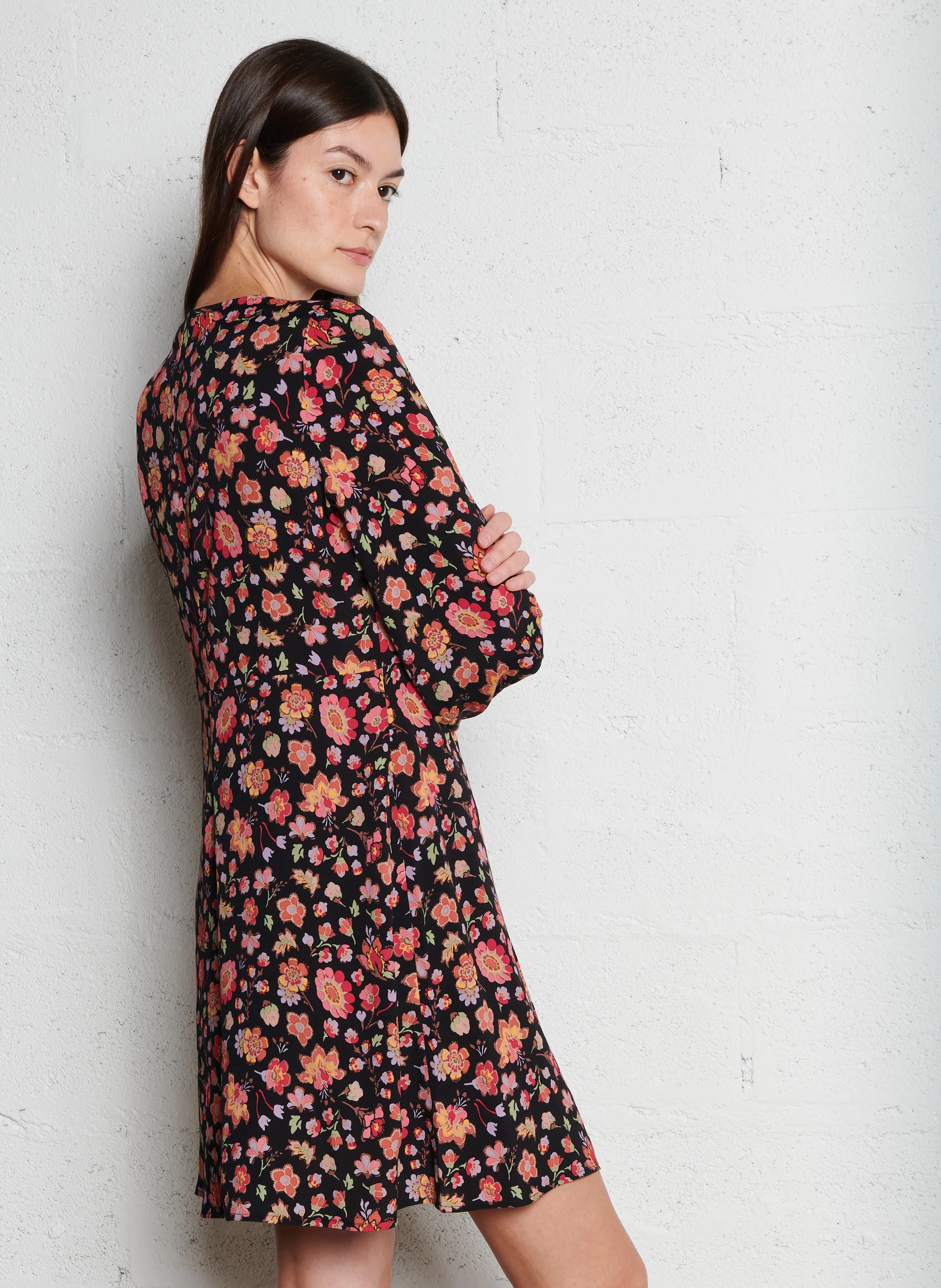 ELIOTA - Robe courte boutonnée à imprimé floral | Multicolore