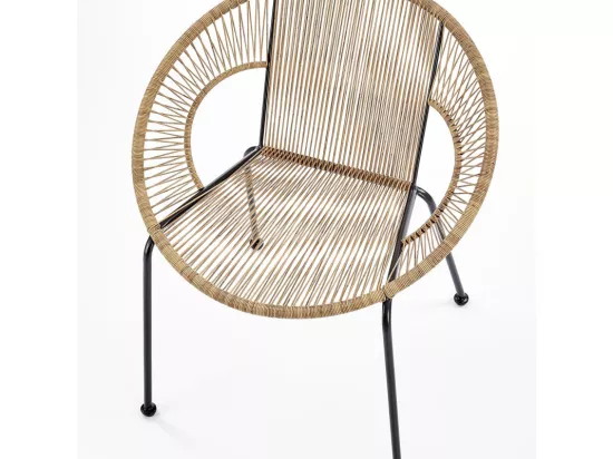 Fauteuil en rotin synthétique avec structure noire en acier HOLIDAYS