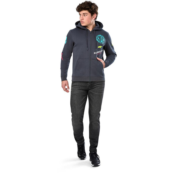 Alpinestars - Sweat zippé à capuche Variegate Gris Foncé