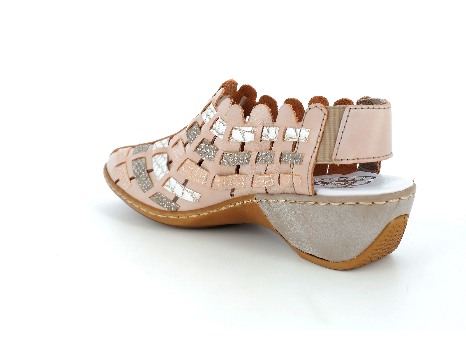 Rieker-47156 Cuir Multi Beige