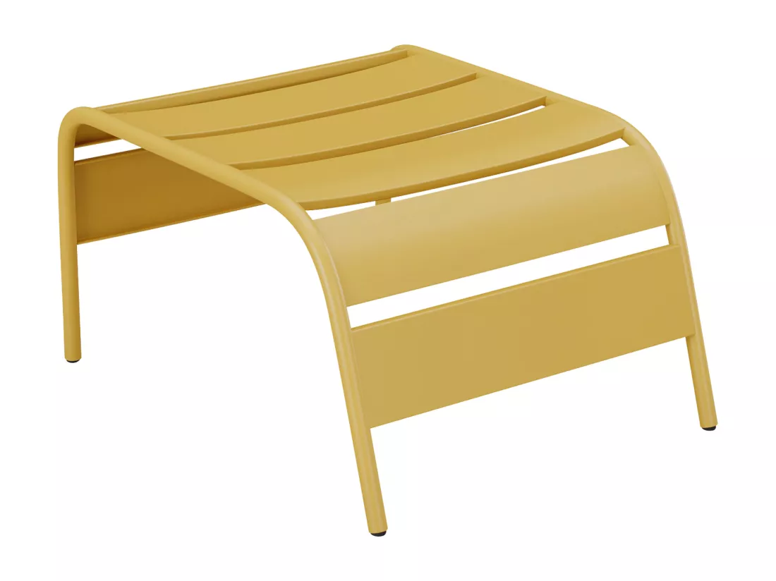 Fauteuil bas de jardin empilable + repose pied en métal - Jaune moutarde - MIRMANDE de MYLIA