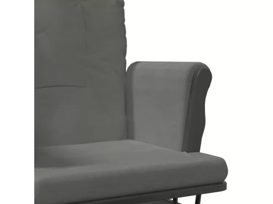 Chaise berçante avec repose-pied Gris foncé Tissu