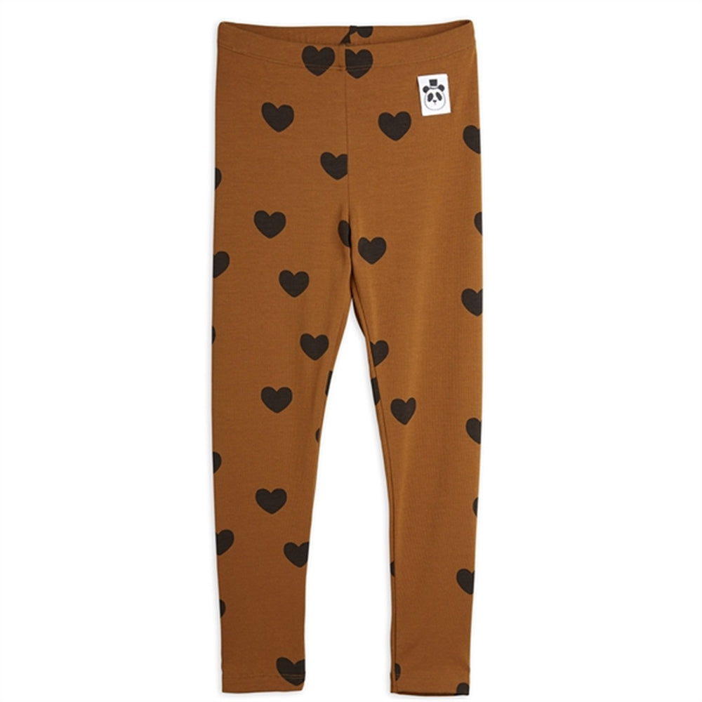 Basic Heart Brown Leggings - Mini Rodini
