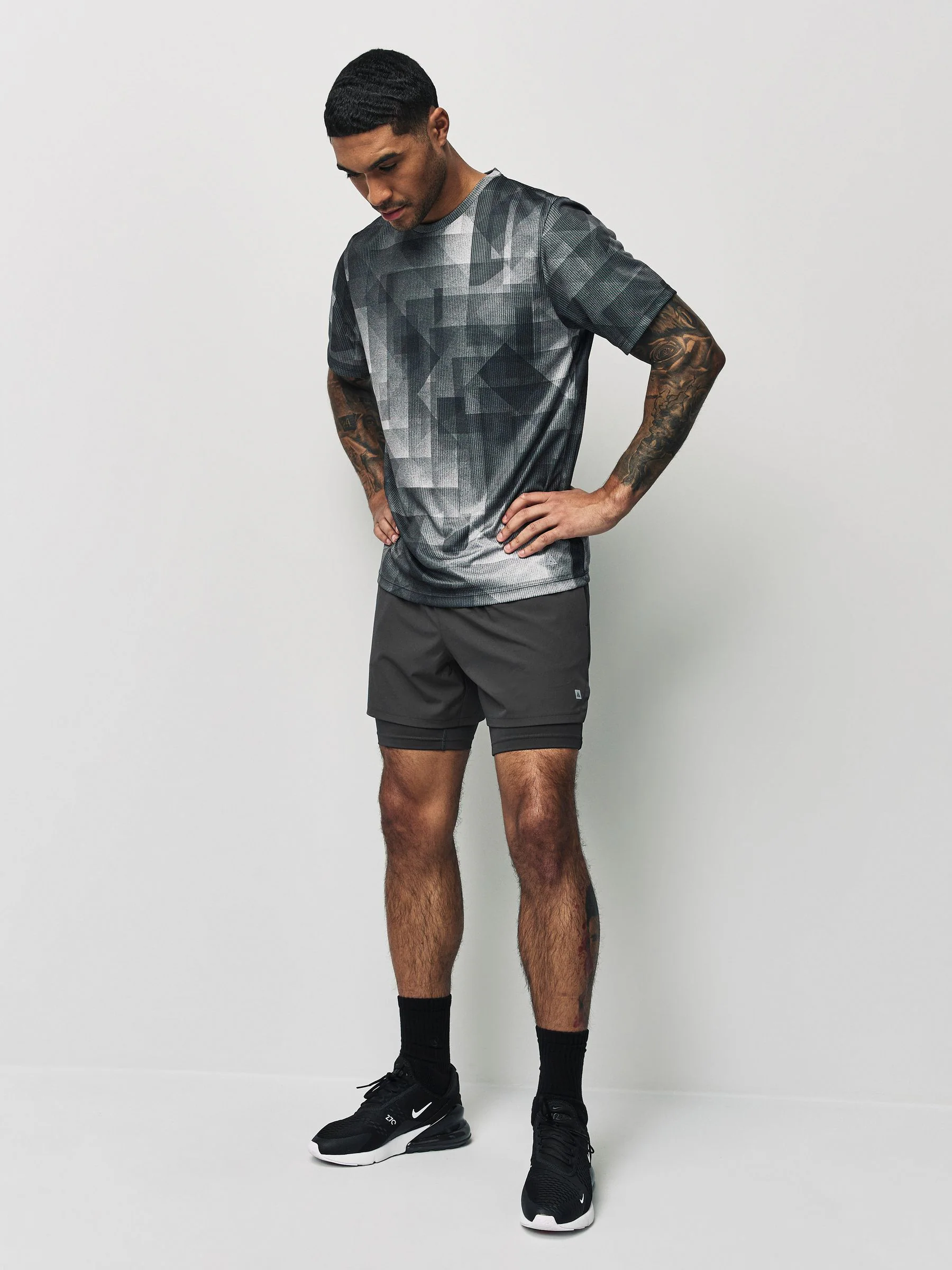 Leisteen grijs - Active 2-in-1 shorts