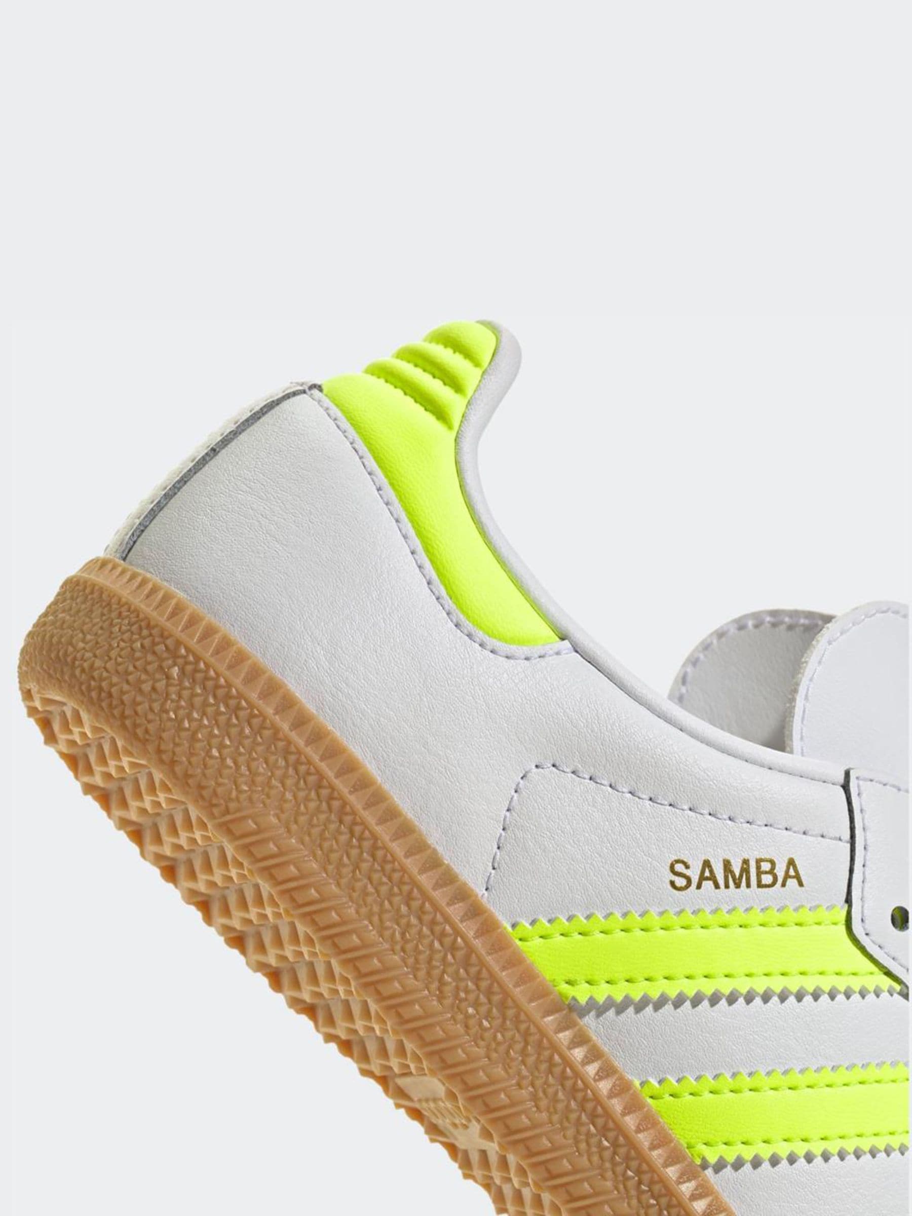 Wit/limoenkleur - adidas Originals Samba OG Junior Trainers