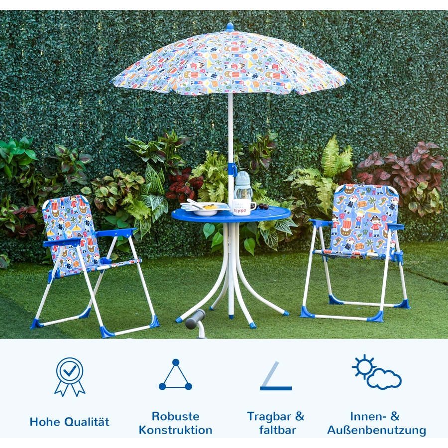 Outsunny Kinder Gartenset mit Sonnenschirm blau