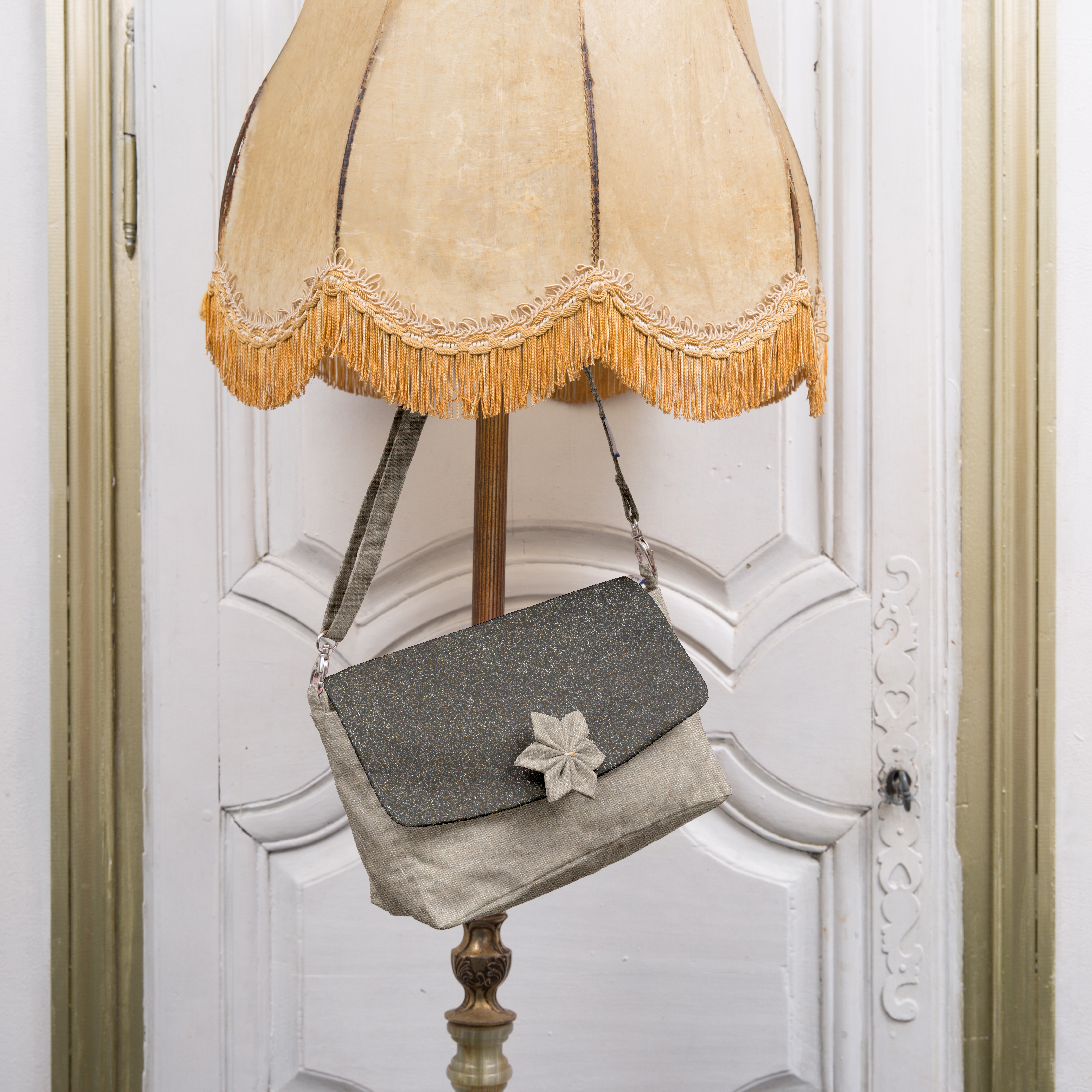 Rabat Sac Compagnon Suédine Pailletée Or