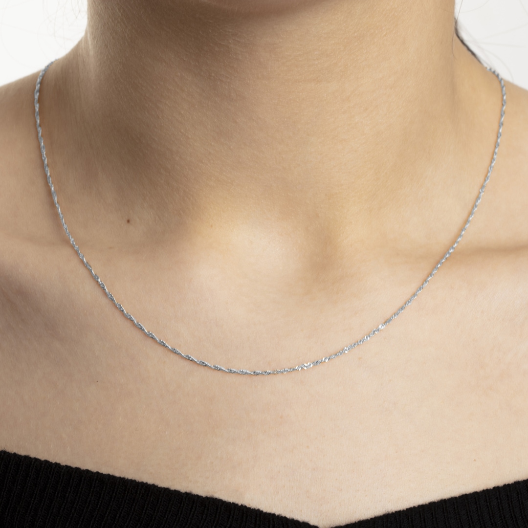 Singapurkette 750/18 K Weissgold 1.2mm