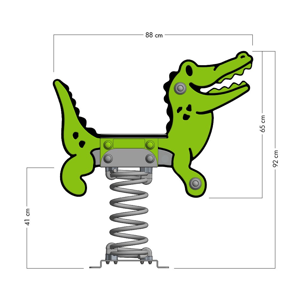 WICKEY Spring Rocker PRO Crocodile Crockey – BETONANKER – openbare springwip volgens §1176 – voor openbare en particuliere ruimtes. Vandaalbestendig – groen/grijs