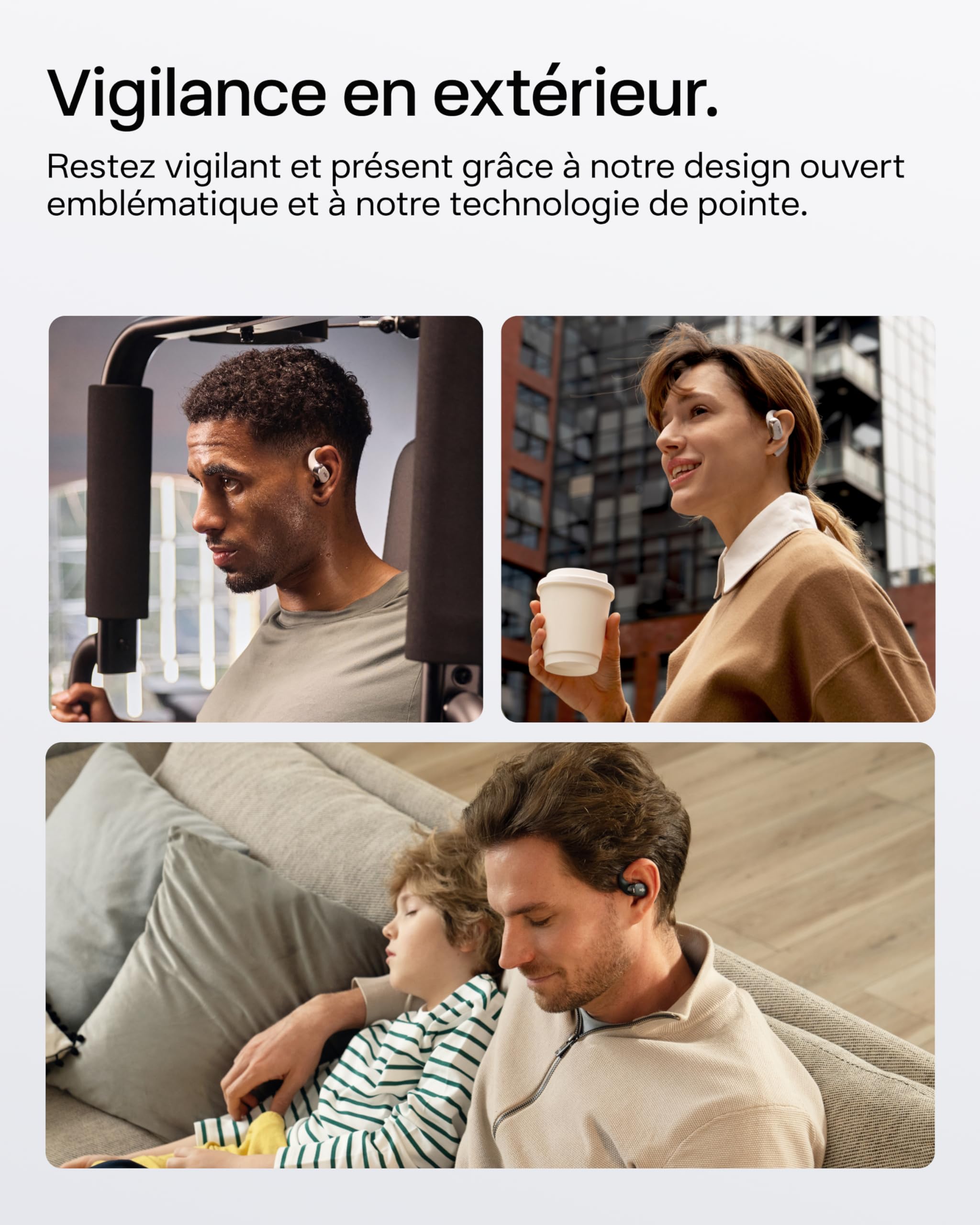 SHOKZ OpenFit 2+ Nouveaux Casques à Oreilles Libres, Dolby Audio, Crochets d’Oreille Souples, 48 Heures d’autonomie, résistance à l’Eau IP55, Recharge sans Fil, avec Sac de Transport, Noir