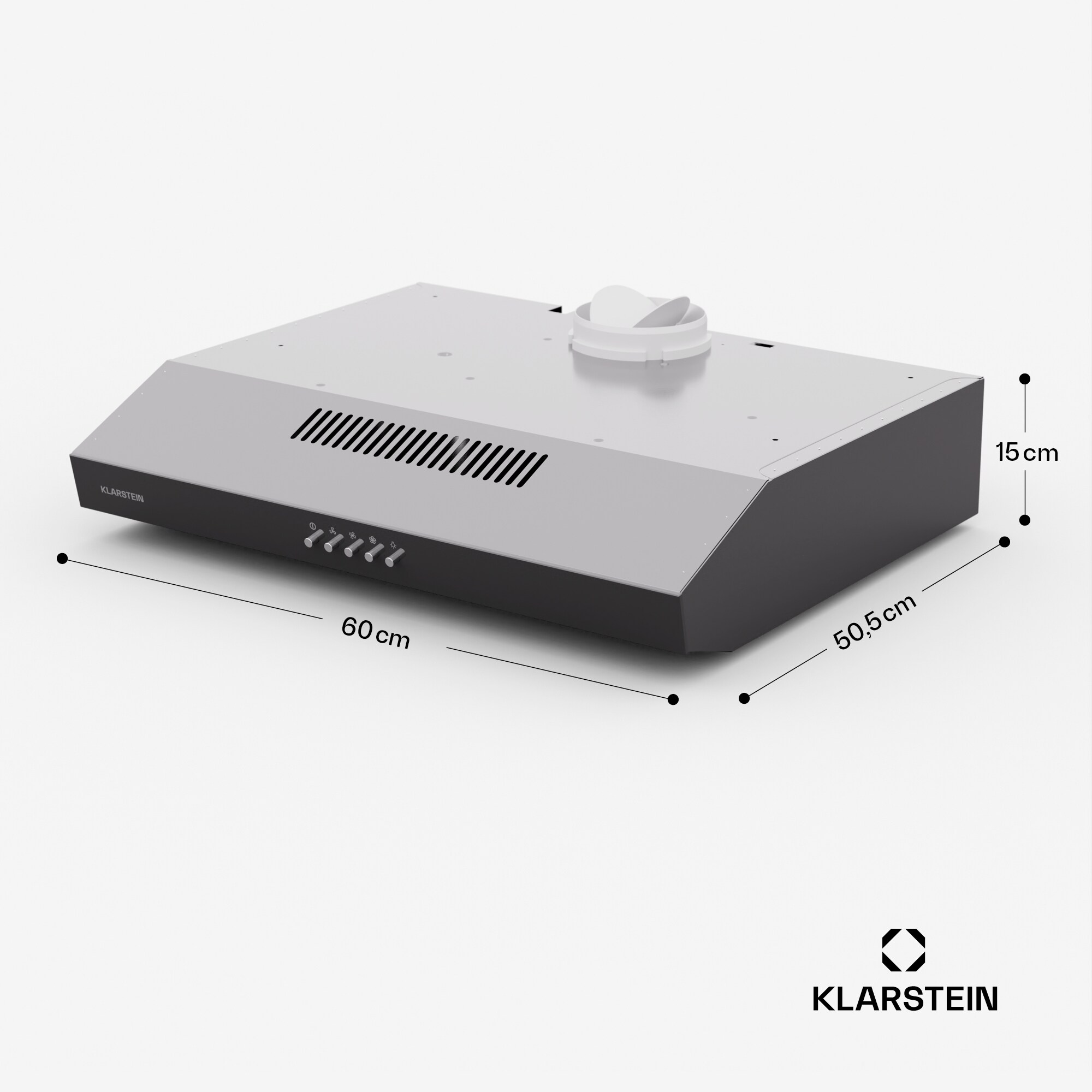 Contempo 60 Unterbau-Dunstabzugshaube 60cm 200m³/h LED Edelstahl Acryl Silber