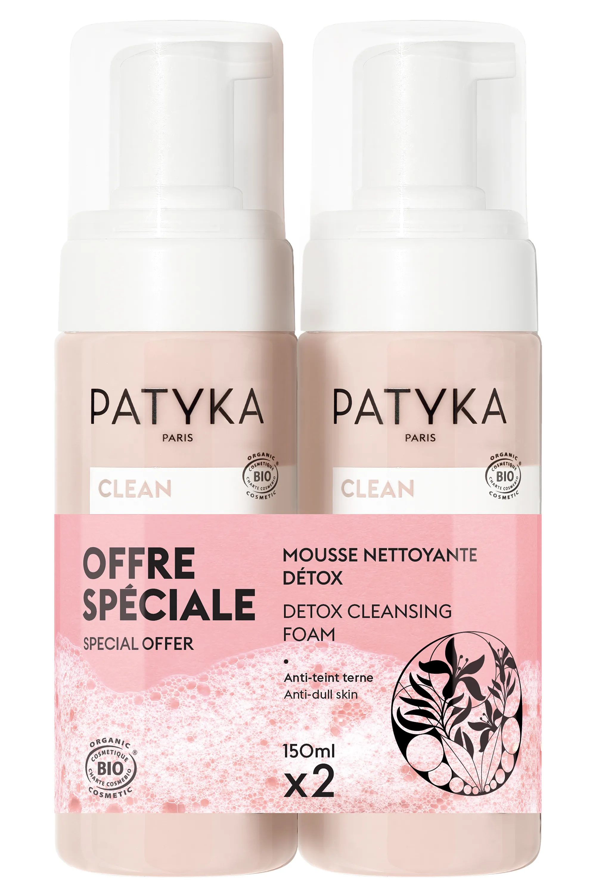 Patyka Duo de mousses nettoyantes détox-300 ml