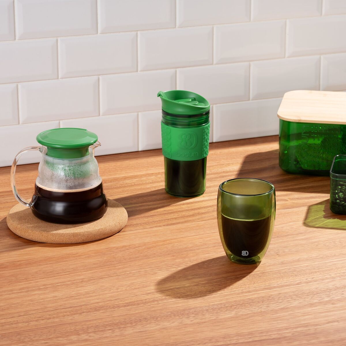 PAVINA dobbeltvegget glass 35 cl 2-pakning, grønn