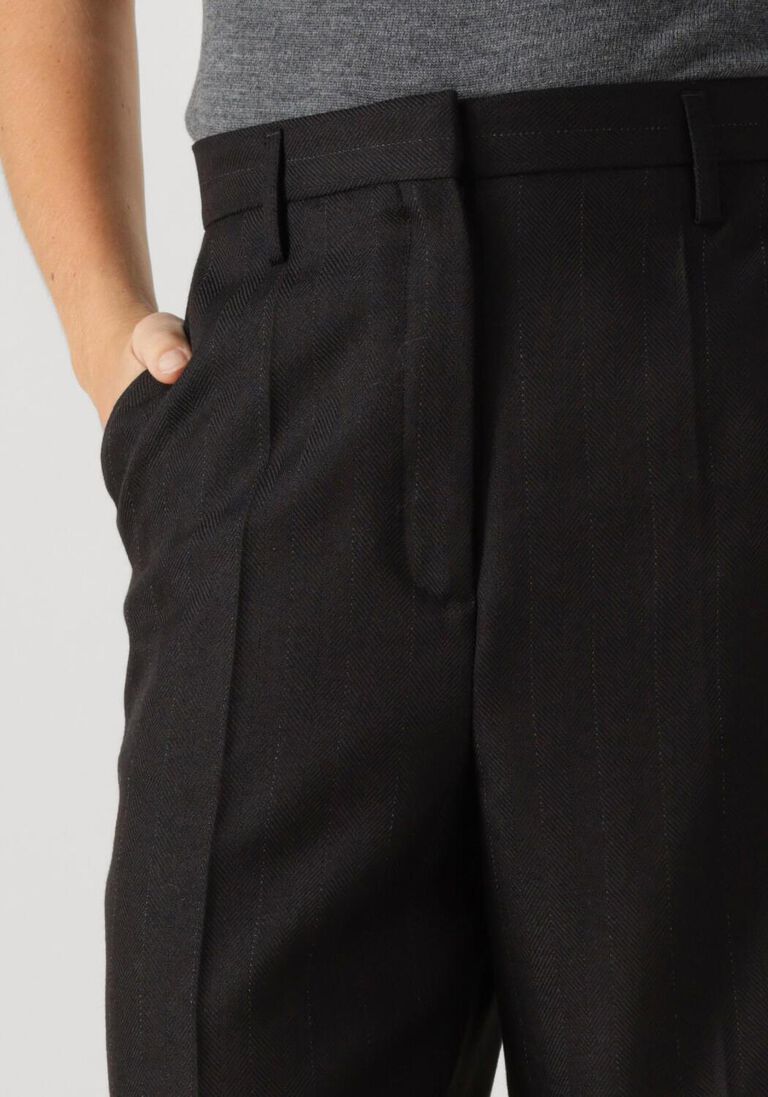 donkergrijze herskind wijde broek powel wool pants