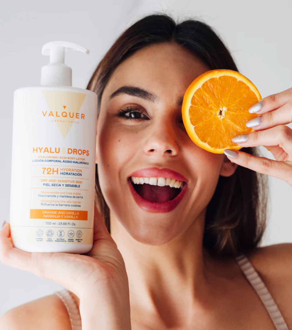 Valquer - Loção Hidratante Corporal 72h Hyaludrops - Laranja e Baunilha