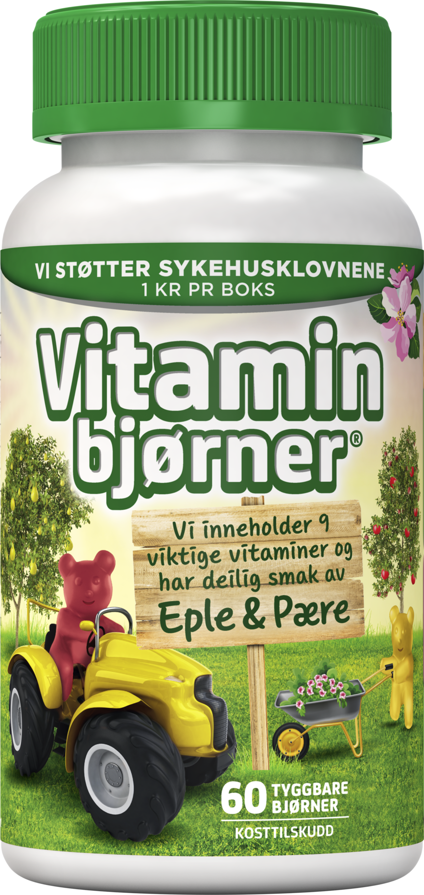 Vitaminbjørner tyggetabletter eple- og pæresmak 60stk