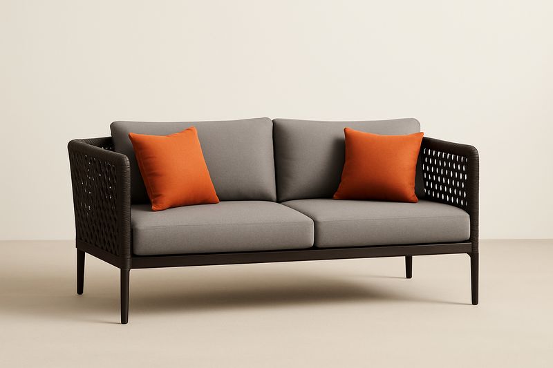 Outdoor Zweisitzer Sofa mit Aluminiumrahmen und Polyestergemisch in Gr