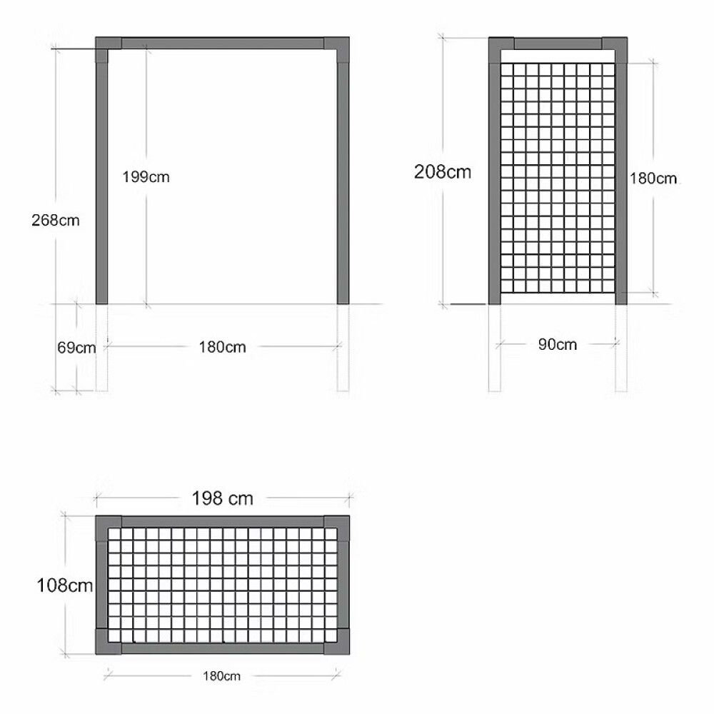 ROSEPORTAL PLUS MED ESPALIER 198X208X108CM SVART