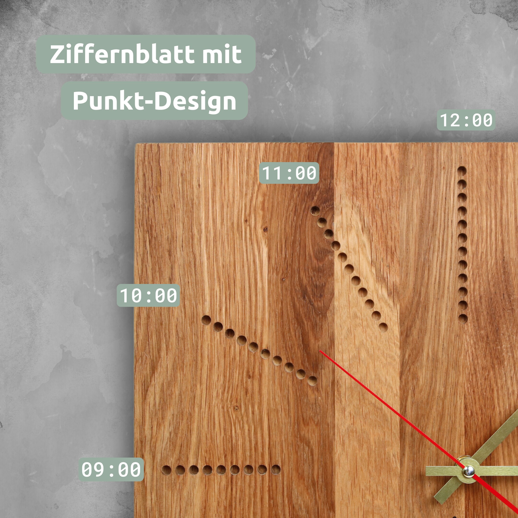holz4home® Wanduhr „Dots“ aus massiver Eiche
