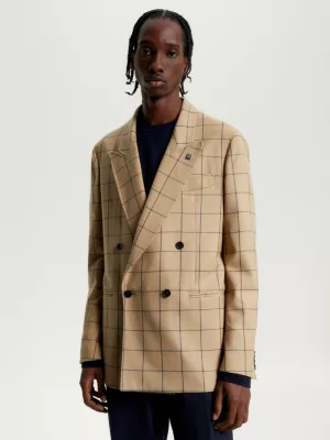 Blazer Slim Fit com Estampa Xadrez Janela