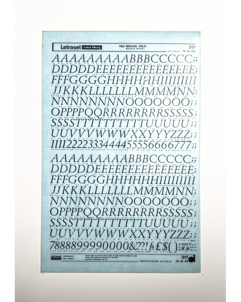 Letraset 317 - BERLING ITALIC -48pt