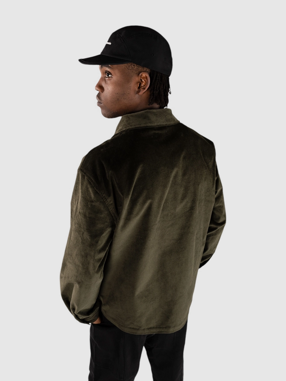 Blue Flowers Kyoto Corduroy Zip Up Jacket earth green