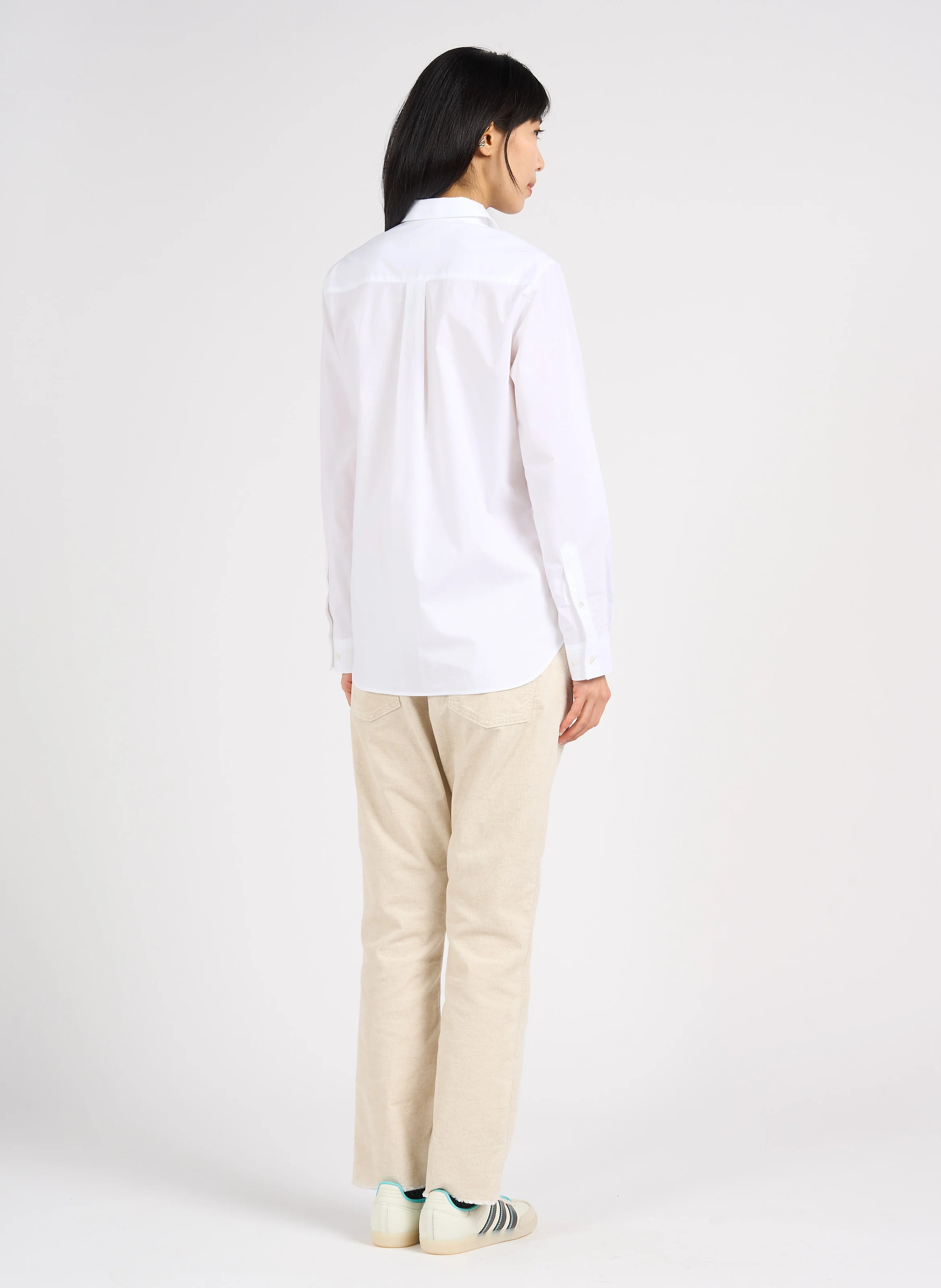 Chemise à col classique droite en coton | Blanc
