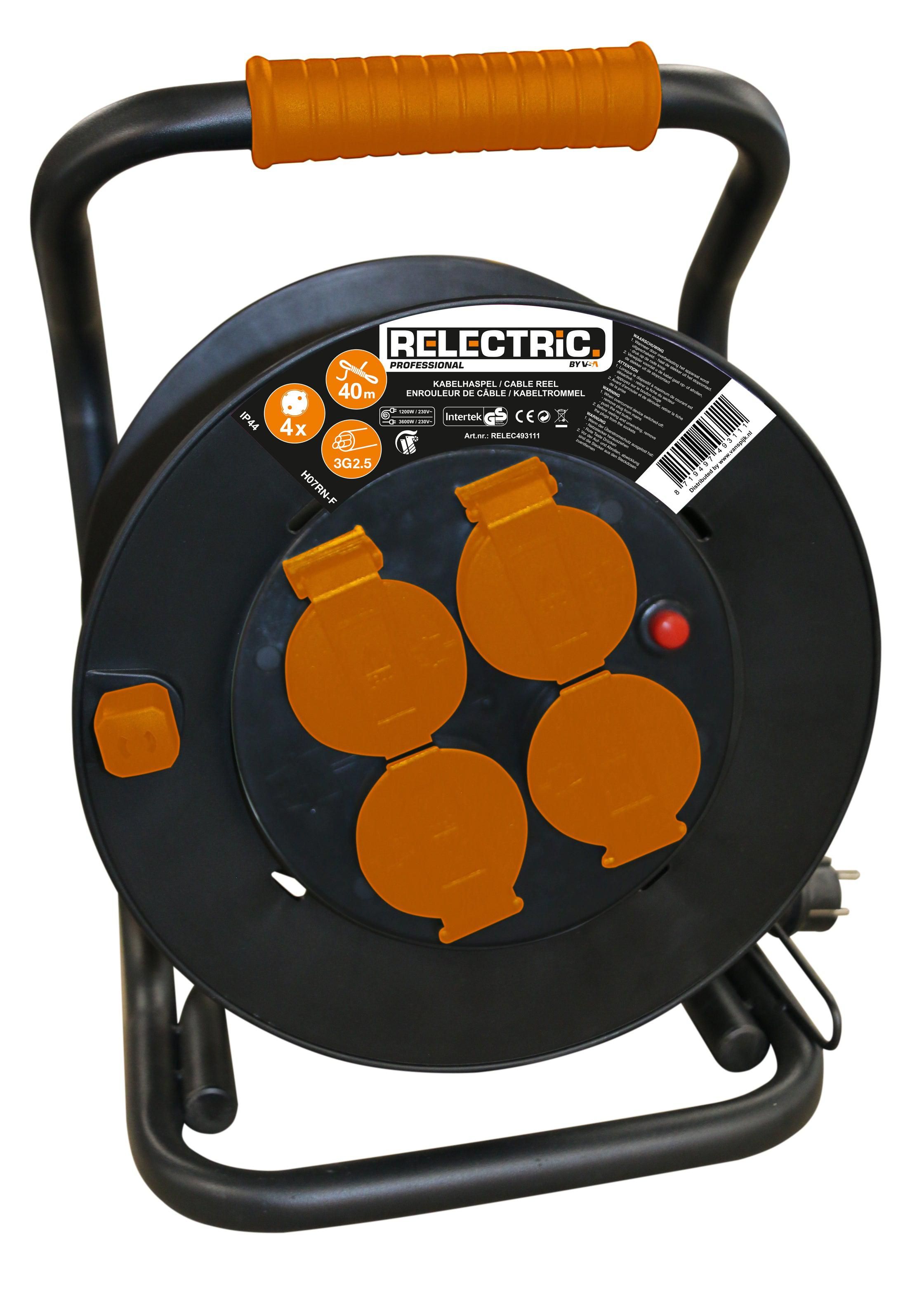 Relectric PRO kabelhaspel 40m IP 44 3x2,5mm - RELEC493111