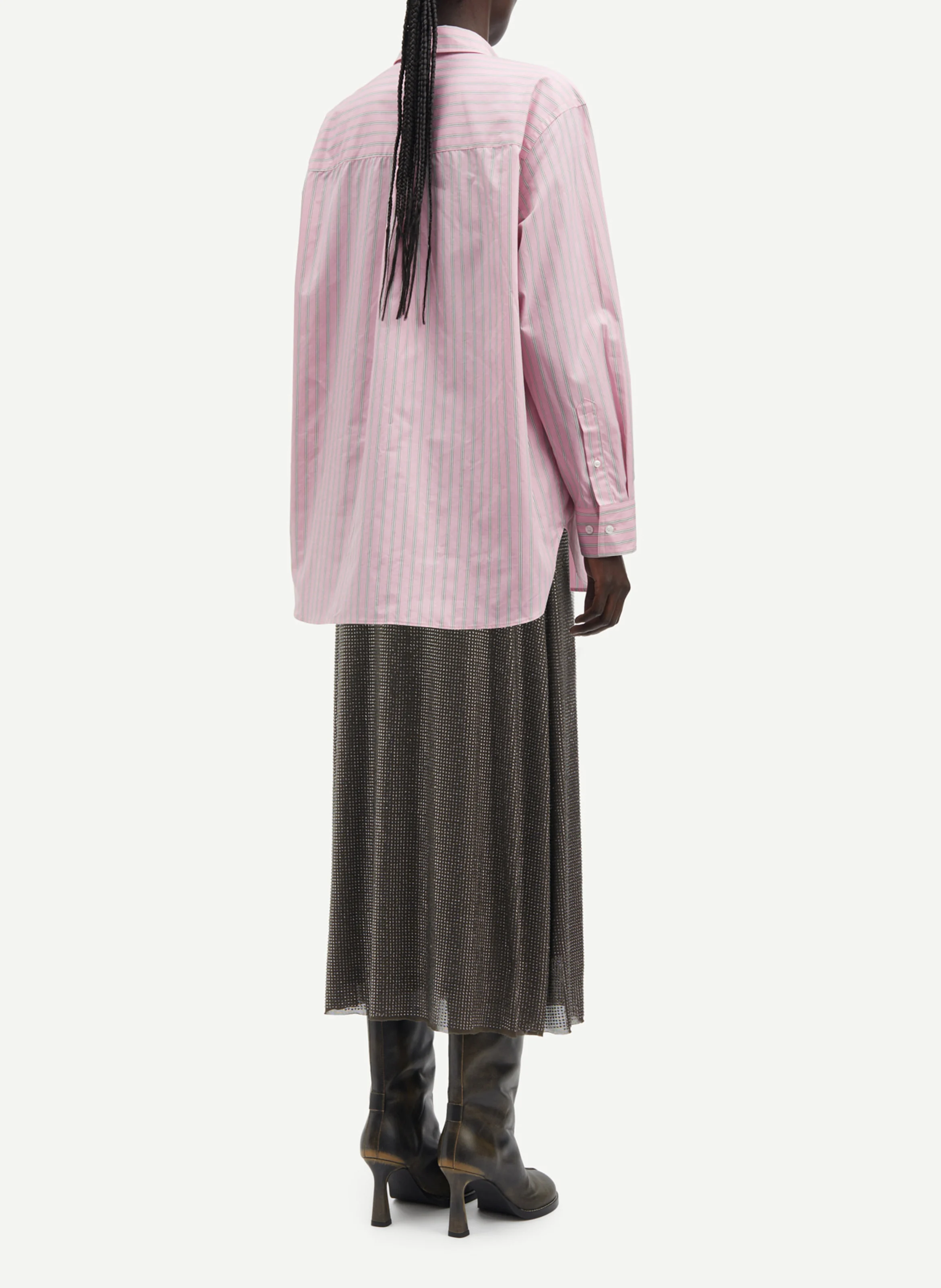 SALOVA - Chemise oversize rayée en coton bio | Rose