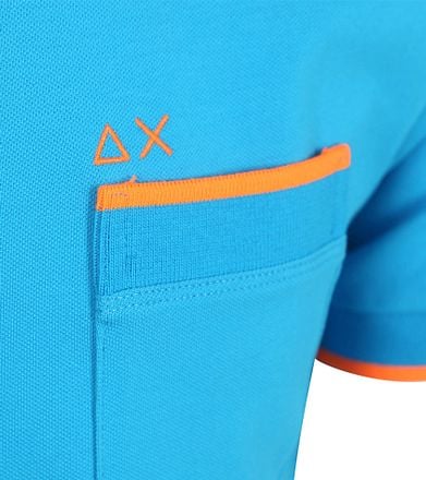 Sun68 Piqué T-Shirt Fluo Stripe Blauw T35124-73 kopen
