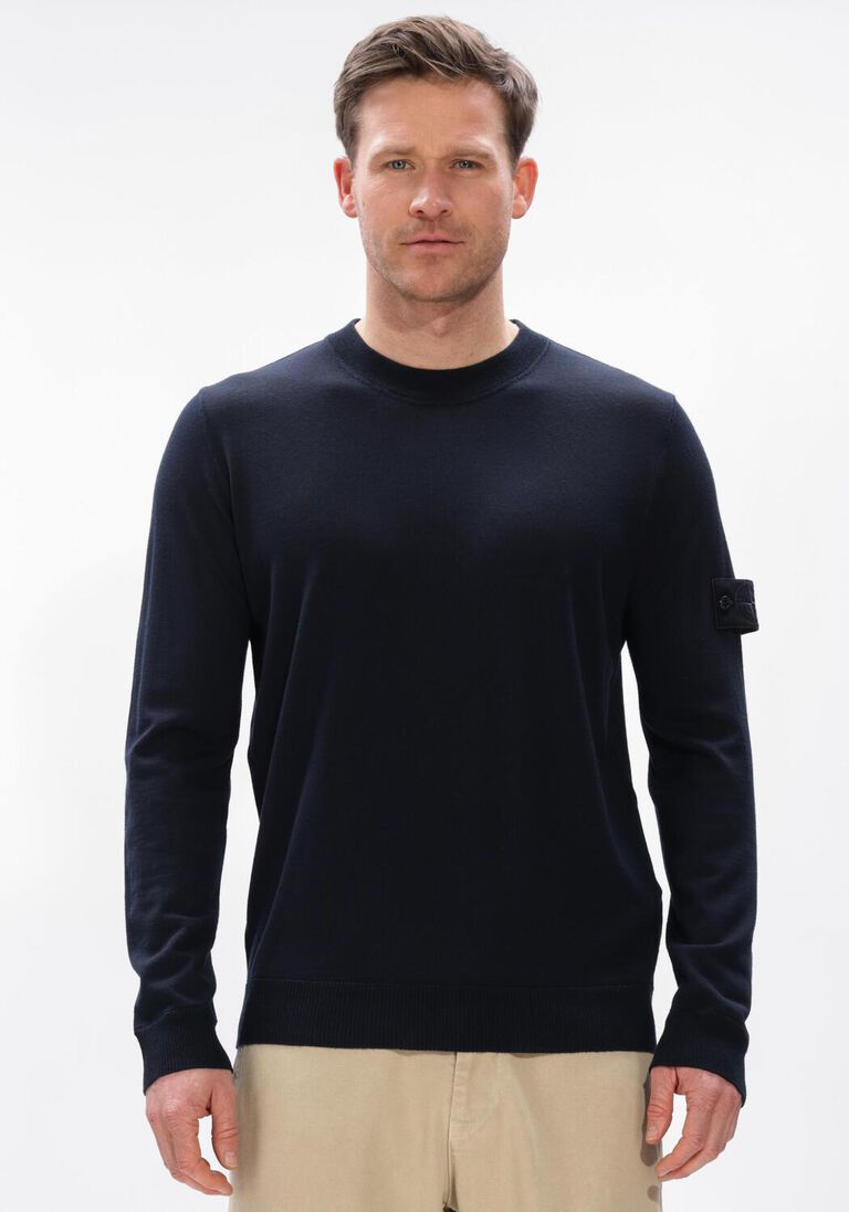 donkerblauwe stone island trui crew neck
