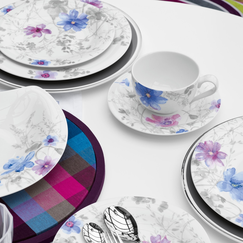 Villeroy & Boch Tafelservice »Mariefleur Gris Basic« Made in Germany, Fine China Porzellan