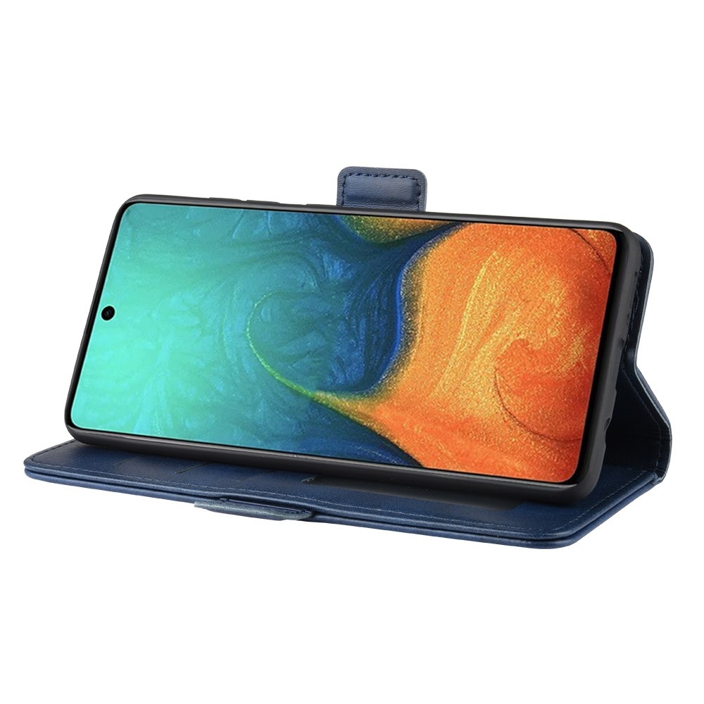 Samsung Galaxy A71 Leder Tasche Kartenfach Smart Magnetverschluss - Blau