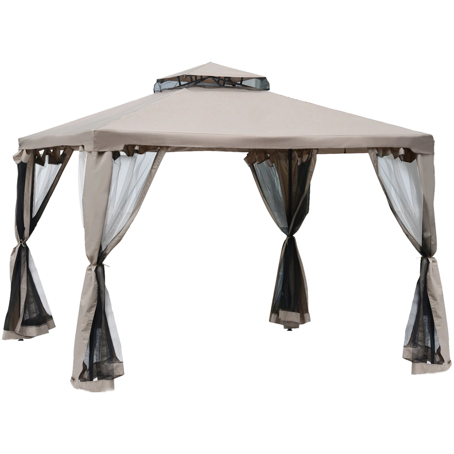 Outsunny Gartenpavillon mit Moskitonetz beige