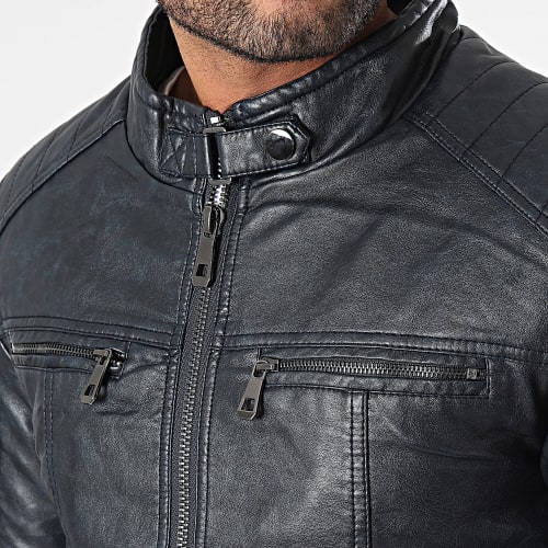 Veste Biker Bleu Marine