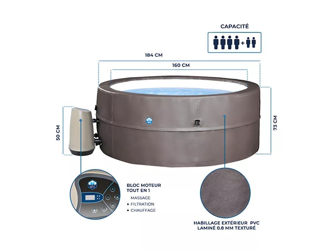 Spa portable semi-rigide Vita Premium rond Bulles 4-6 places - Netspa
