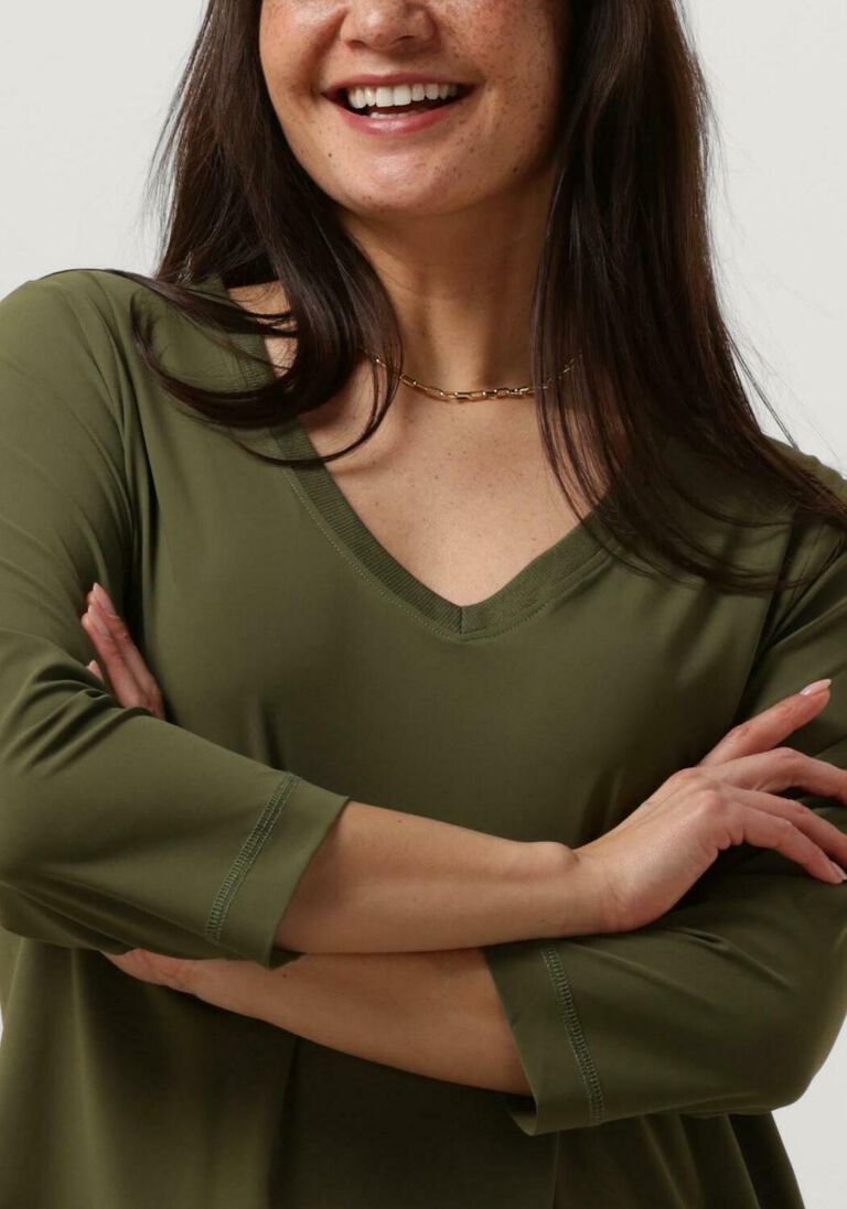 PENN & INK groene penn & ink midi jurk dress khaki