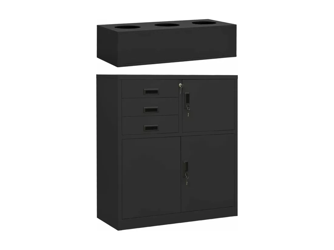 Armoire de bureau et jardinière Anthracite 90x40x125 cm Acier
