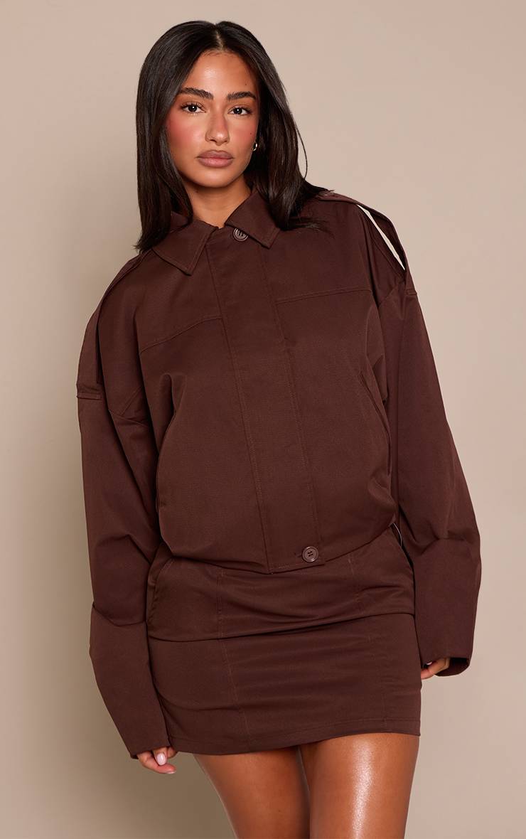 Chocolat Mini-jupe Ajustée Avec Détails De Coutures Co-ord Petite