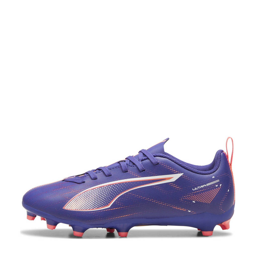 Puma Ultra 5 Playjunior voetbalschoenen kobaltblauw/wit/koraalrood