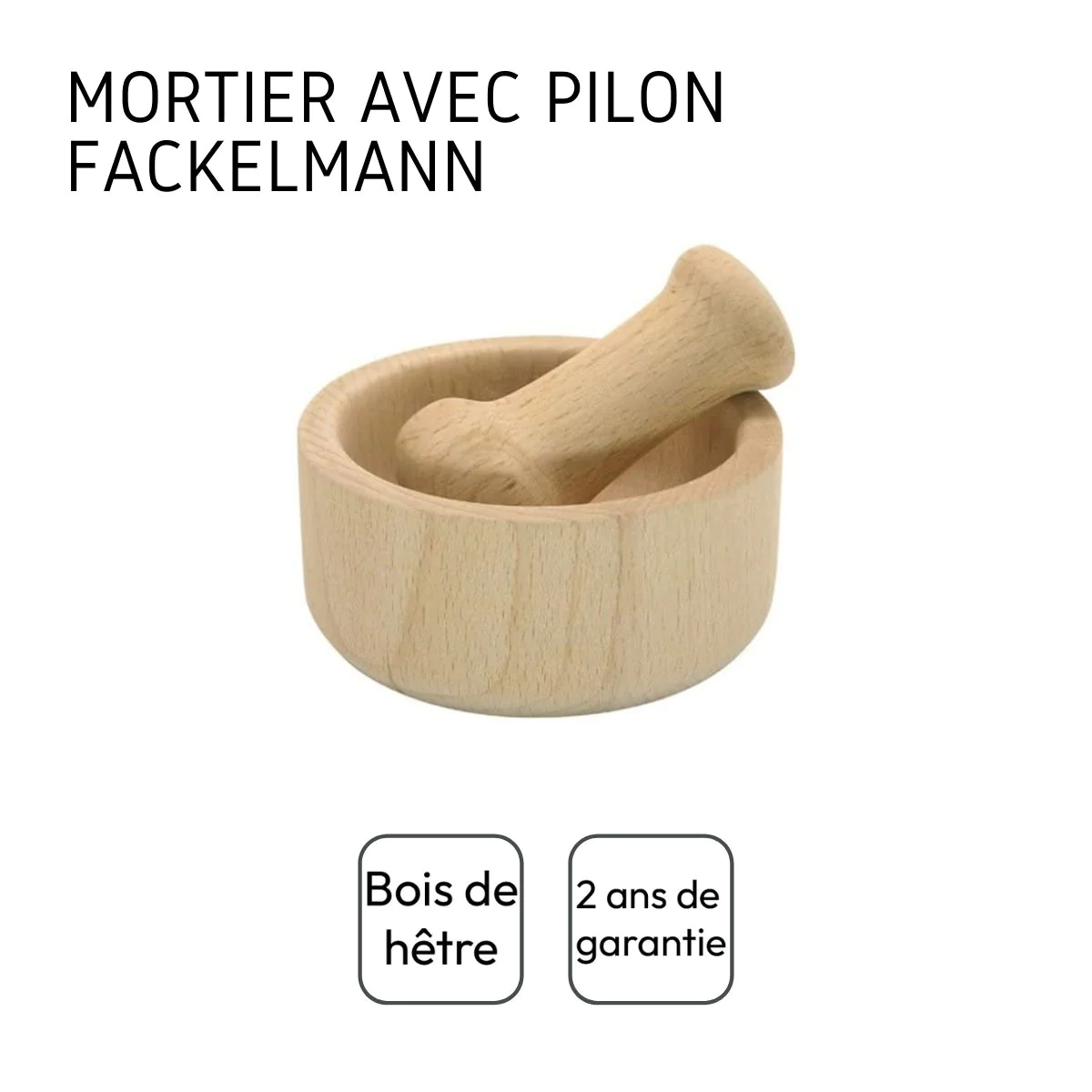 Mortier et pilon de cuisine en bois Wood Edition Fackelmann